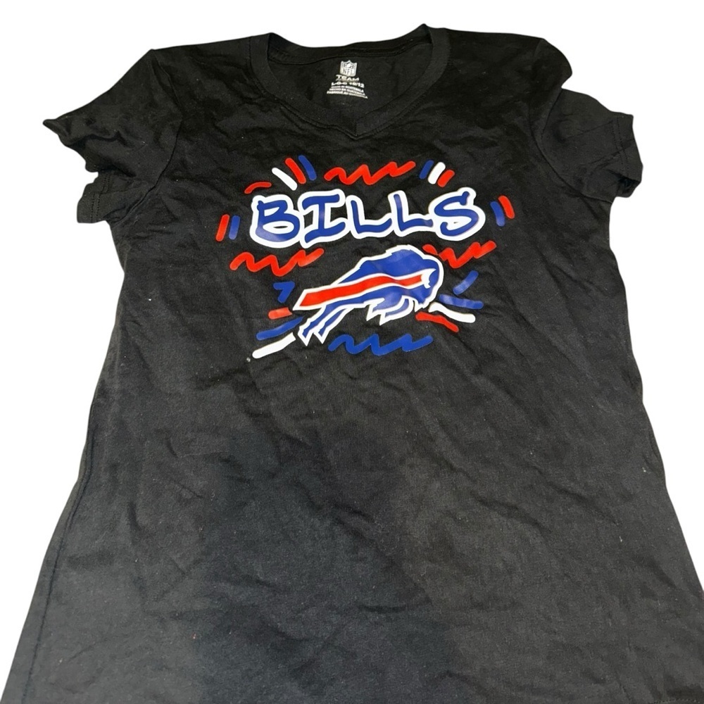 girls nfl Buffalo Bills black glitter vneck tshirt tee size large 10/12 kids